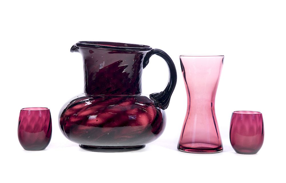 Appraisal: Pcs of Amethyst Glass Including Erickson Vase The Two Small