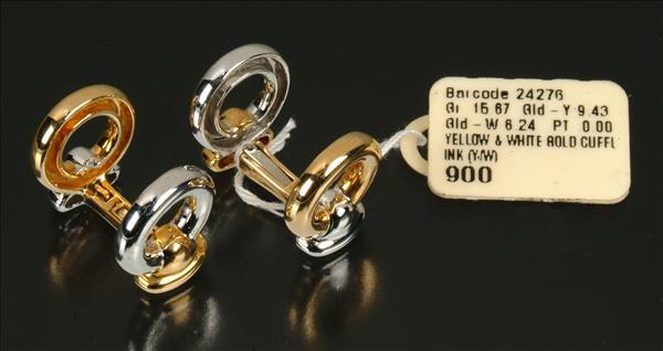 Appraisal: A pair of carat two colour gold cufflinks with yellow