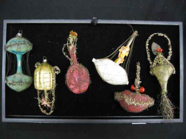 Appraisal: Victorian Blown Glass Tinsel ChristmasOrnaments includes flowers vases more