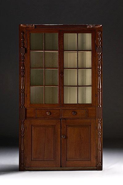 Appraisal: OHIO CHERRY CORNER CUPBOARD ca - yellow pine secondary with