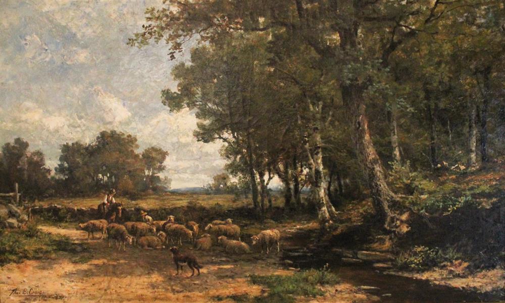 Appraisal: THOMAS BIGELOW CRAIG BRITISH - HERDING THE SHEEP Oil on