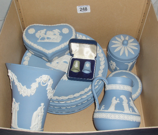 Appraisal: A Tray Of Wedgwood Blue Jasper To Include Christmas Plates