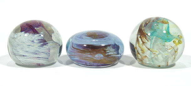 Appraisal: Three John Harris Isle Of Wight hand blown glass paperweights