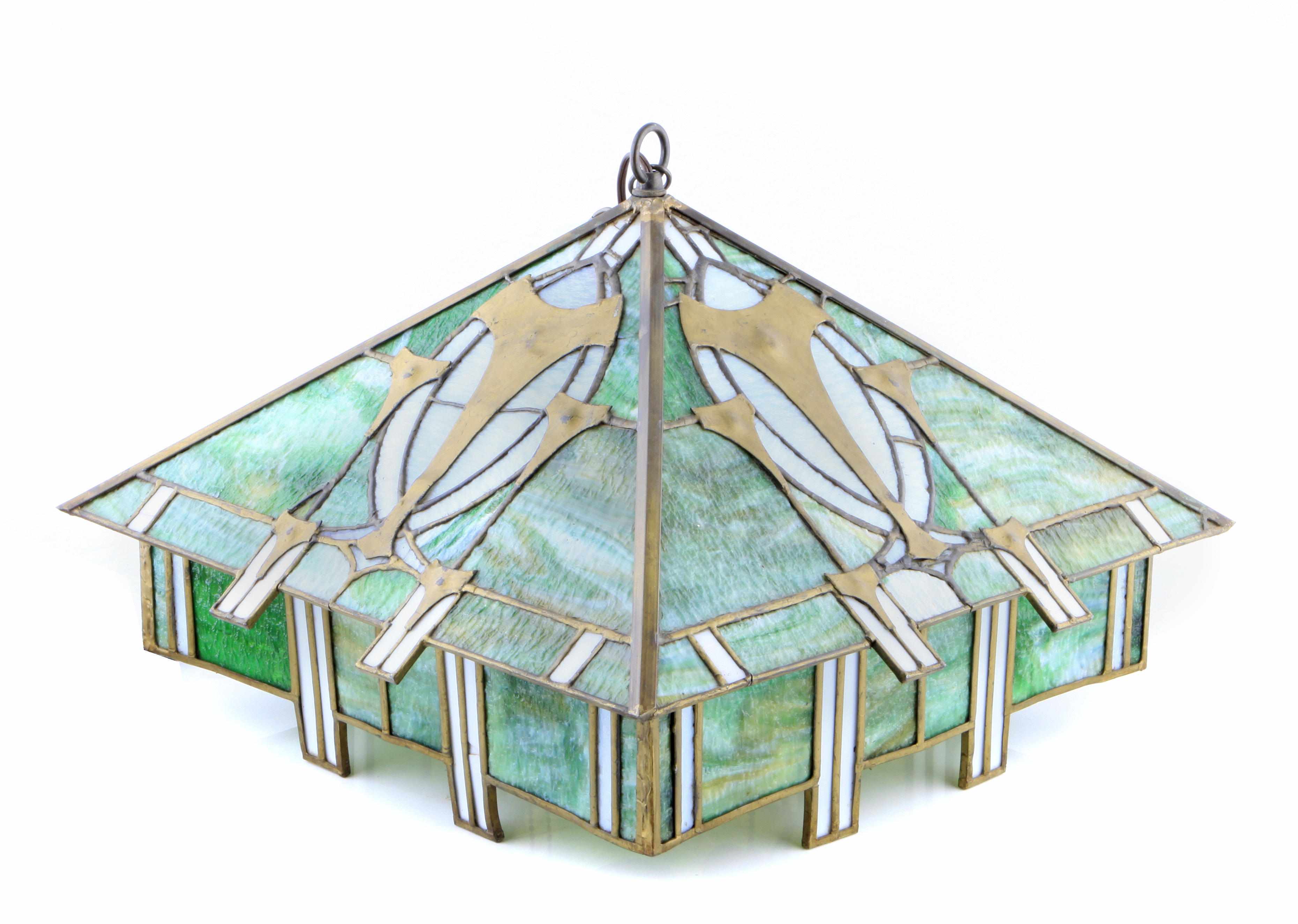 Appraisal: An Arts Crafts leaded glass hanging fixture early th century