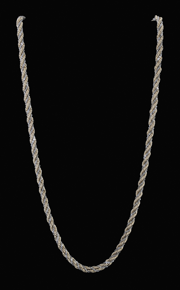 Appraisal: kt Gold Rope-Twist Necklace accented with interlocking white gold chain