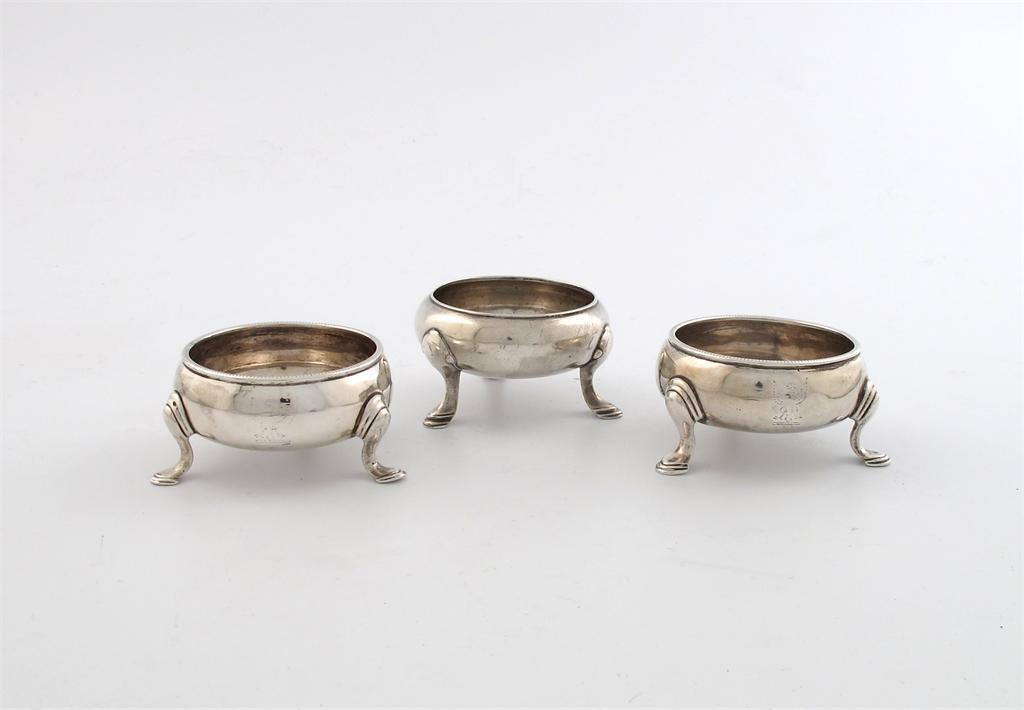 Appraisal: A pair of late th century Irish silver salt cellars