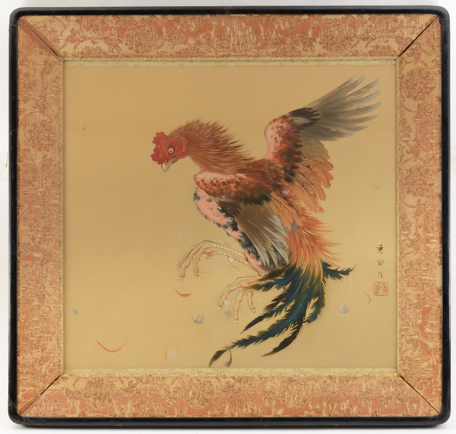 Appraisal: FINE ORIENTAL PAINTING OF ROOSTER Late th Early th Century