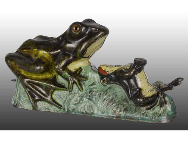 Appraisal: Cast Iron Frogs Mechanical Bank Description All original including leg