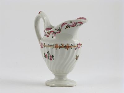 Appraisal: A New Hall spiral fluted jug painted with pink roses