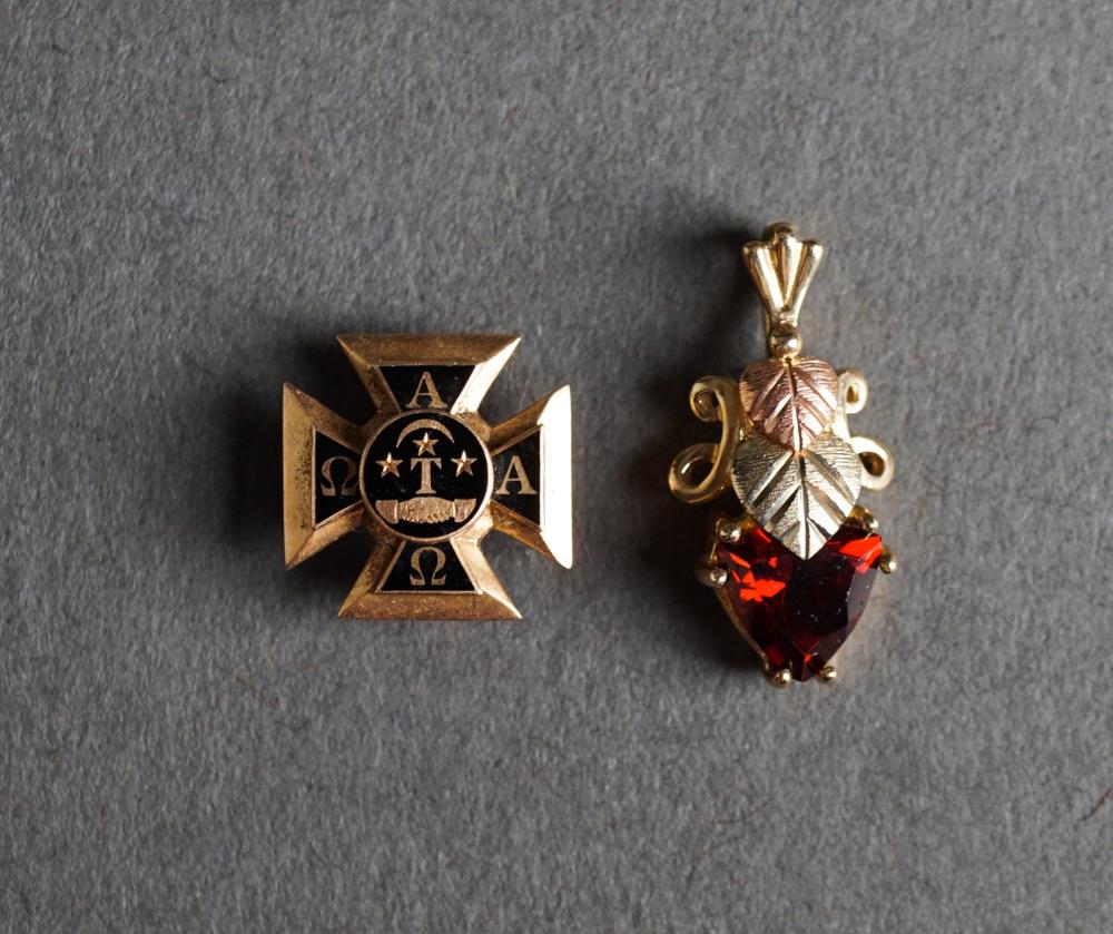 Appraisal: -KARAT GOLD PENDANT AND A -KARAT GOLD SORORITY PIN GROSS