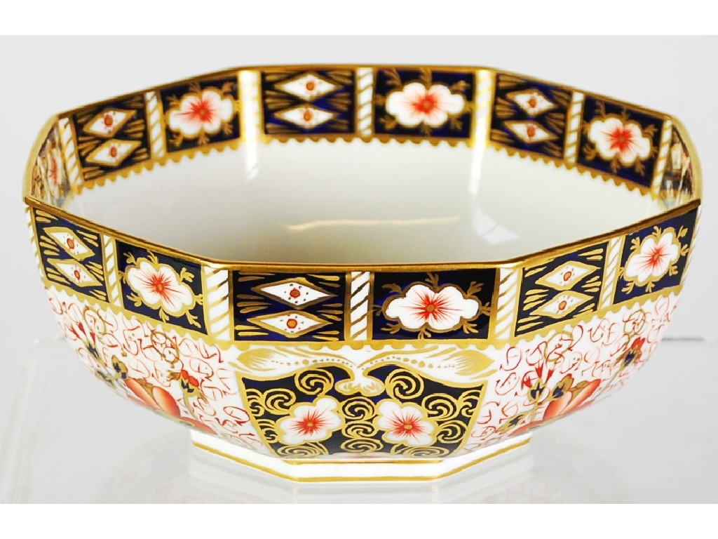 Appraisal: ROYAL CROWN DERBY JAPAN PATTERN OCTAGONAL CHINA BOWL painted in