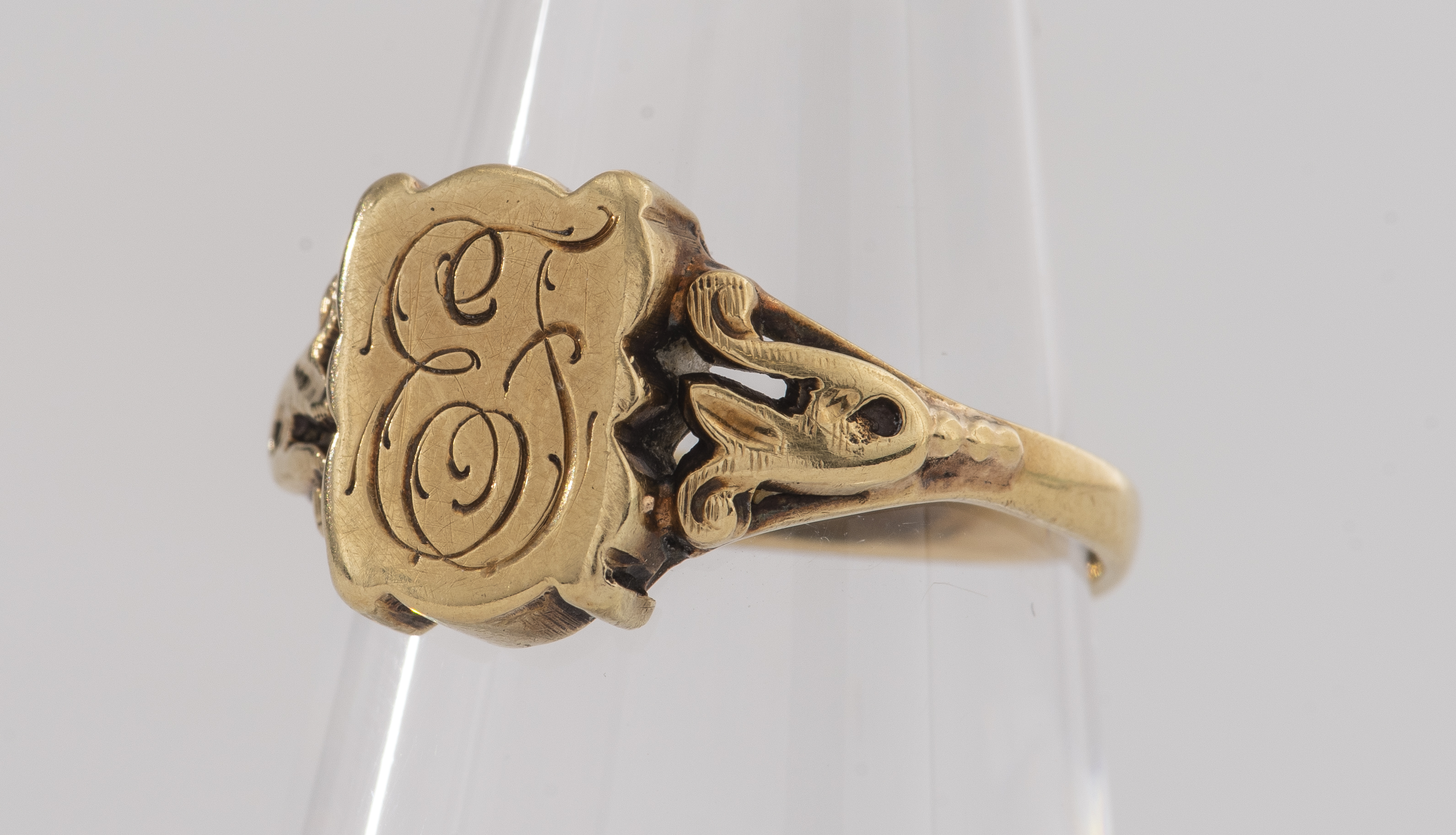 Appraisal: VICTORIAN K YELLOW GOLD SIGNET MONOGRAM RING Antique Victorian K