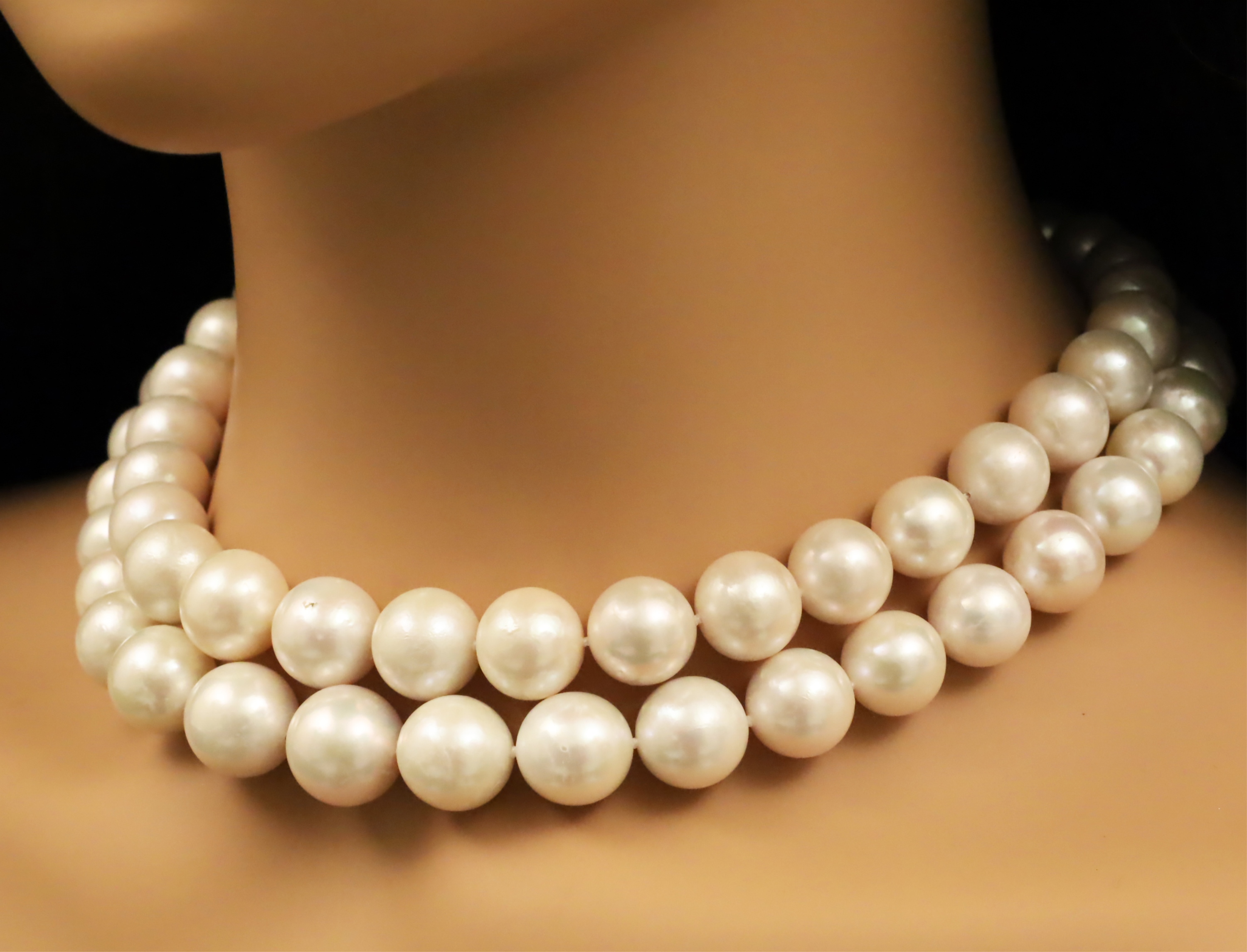 Appraisal: NATURAL PEARL DOUBLE STRAND NECKLACE Natural pearl double strand necklace