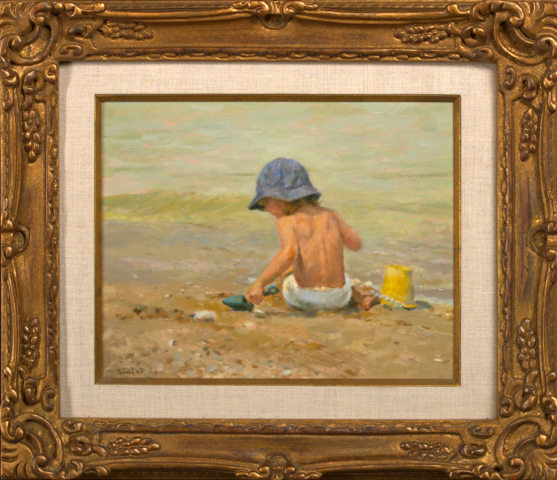 Appraisal: Marie Stobbe American - Beach Scene with Boy and Yellow