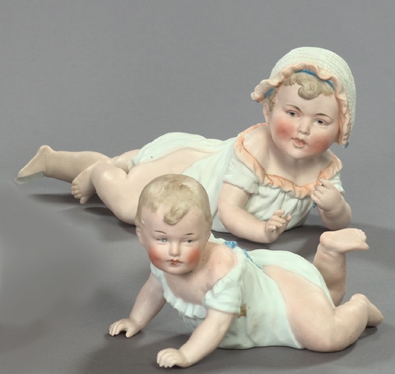 Appraisal: Two German Polychromed Bisque Porcelain Figures fourth quarter th century