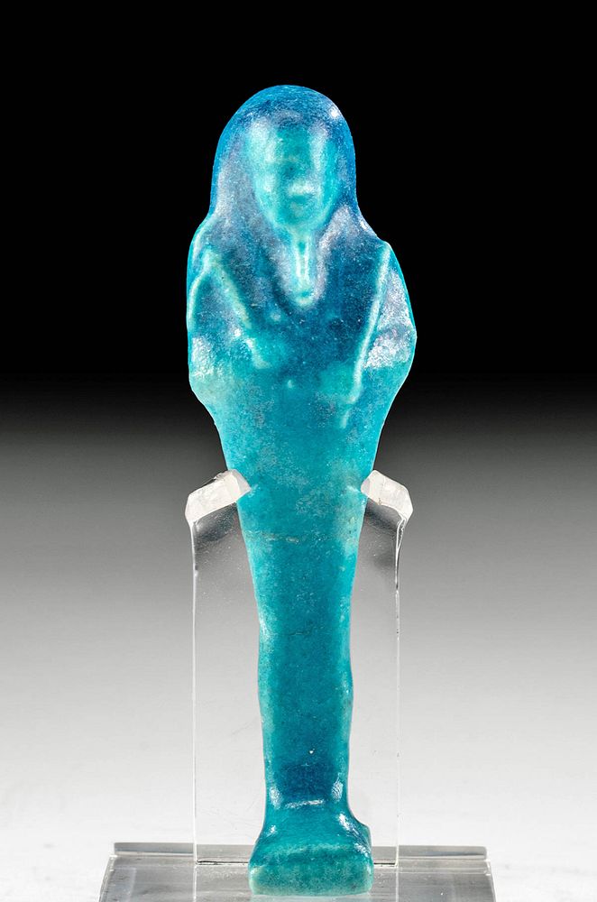 Appraisal: Egyptian Glazed Faience Ushabti w Blue Hue First Time At