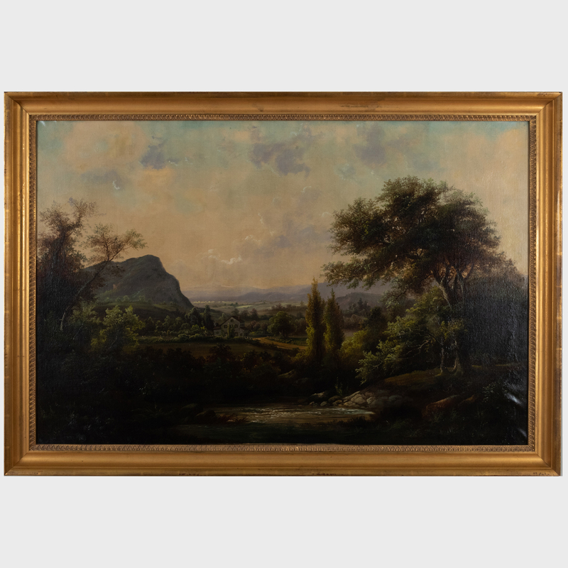 Appraisal: American School Valley View Oil on canvas indistinctly signed 'T