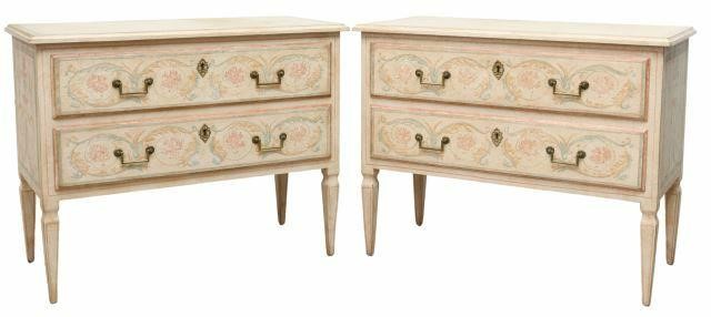 Appraisal: pair Italian Neoclassical paint decorated chest of drawers th c