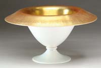 Appraisal: STEUBEN GOLD AURENE ON CALCITE BOWL Wonderfully large centerpiece bowl