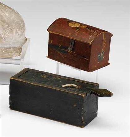 Appraisal: Two painted boxes th century The first a dome top