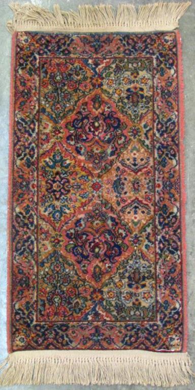 Appraisal: Kirman Oriental Area Rug light red field with floral pattern