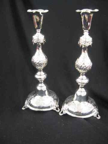 Appraisal: Russian Silver Candlesticks fancygrape vine decor signed footed '' tall