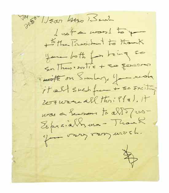 Appraisal: HEPBURN KATHARINE Autographed letter signed ''K'' page undated to Barbara