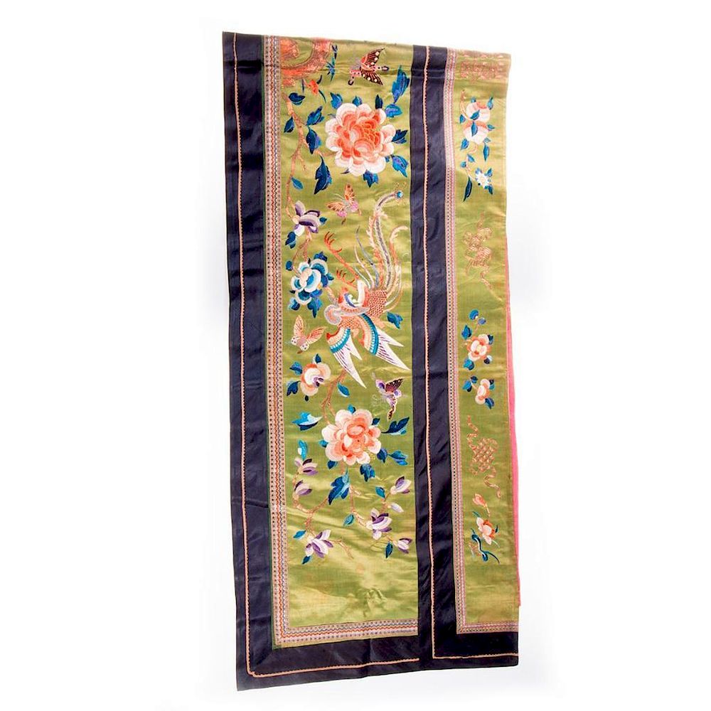 Appraisal: th century Chinese embroidered silk scarf Chinese late thcentury silk