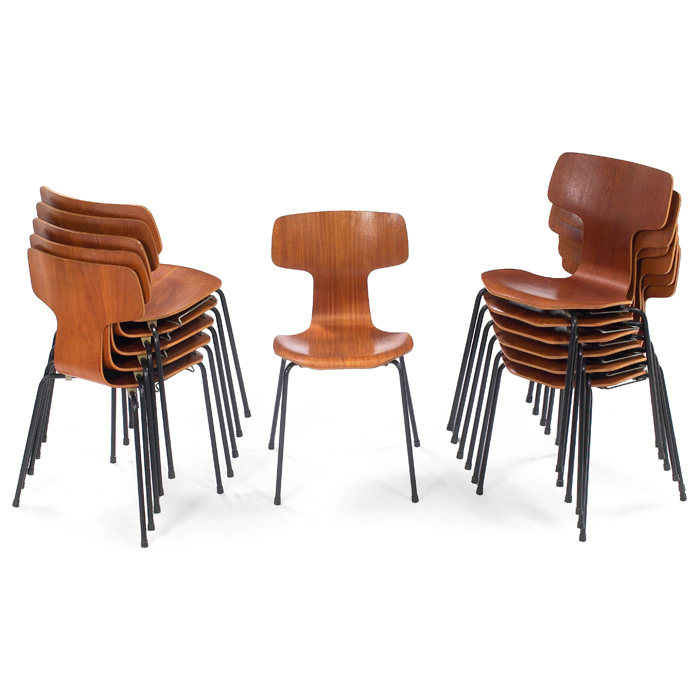 Appraisal: Arne Jacobsen model stacking chairs twelve