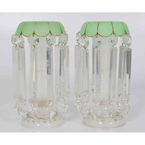 Appraisal: Opalescent Glass Lumineres a pair of opalescent glass lumineres with