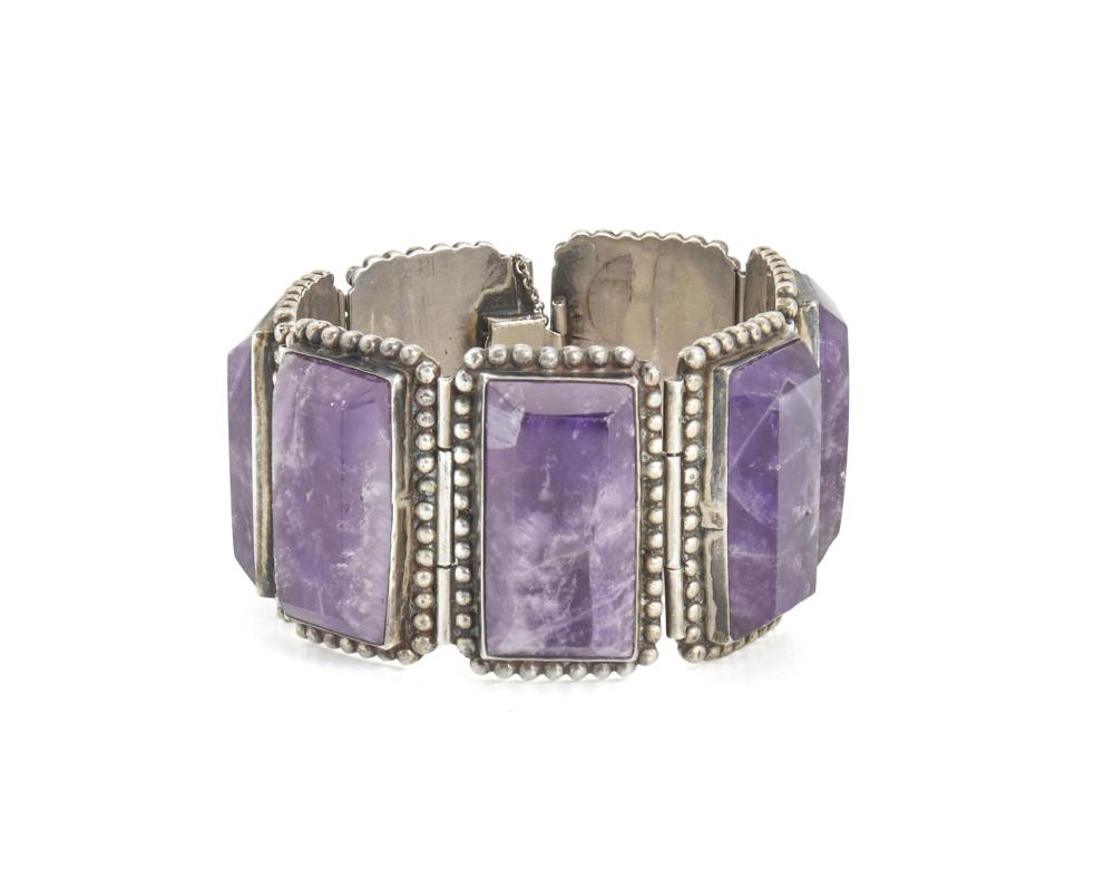 Appraisal: A Los Castillo amethyst and sterling silver bracelet - Taxco