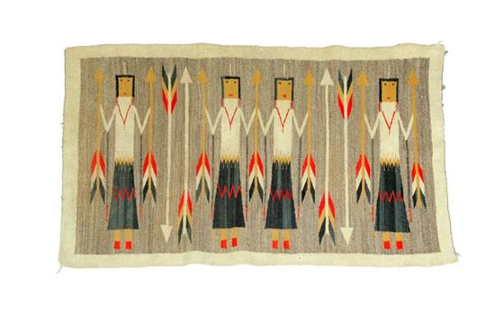 Appraisal: YEI RUG Southwest ca wool Four figures and arrow pattern