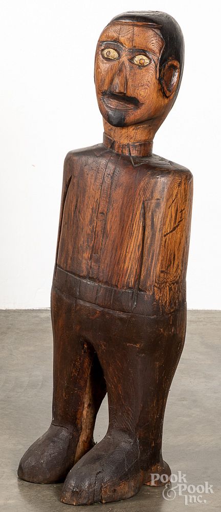 Appraisal: Large carved pine figure of a man Large carved pine