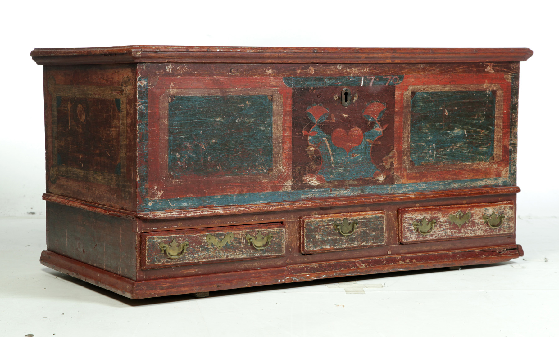 Appraisal: PAINTED BLANKET CHEST American th quarter- th century pine Applied