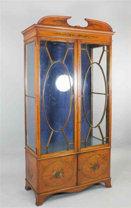 Appraisal: An Edwardian painted satinwood display cabinet ft in H ft