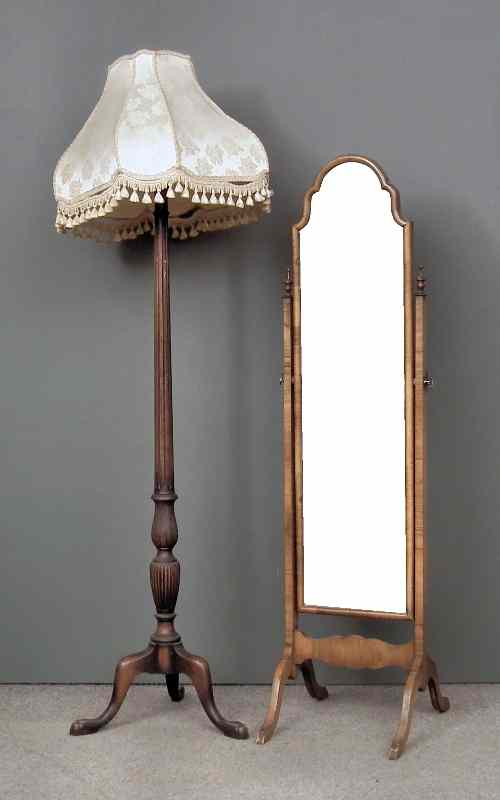 Appraisal: A s walnut rectangular cheval mirror of ''Queen Anne'' design