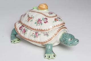 Appraisal: Tiffany Co Porcelain Private Stock Turtle Box With floral motifs