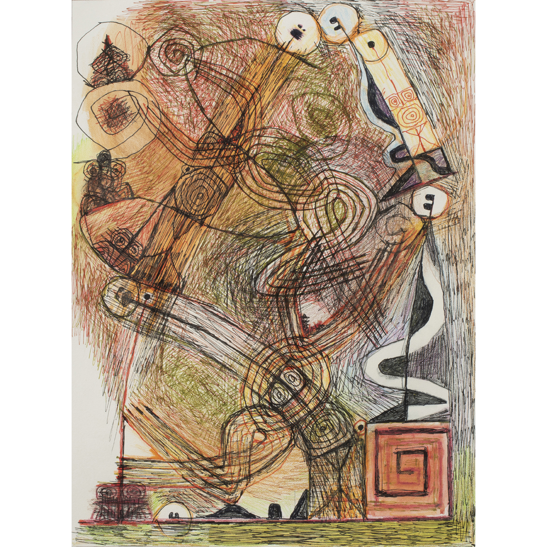 Appraisal: Frank Lobdell American - Untitled Abstract pen and color pencil