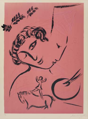 Appraisal: MARC CHAGALL Le Peintre en rose Color lithograph x mm