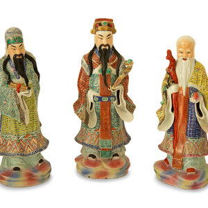 Appraisal: Three Chinese Porcelain Scholar Figures th Century Height of tallest