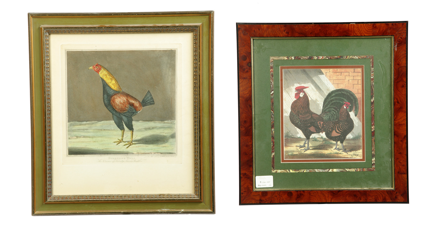 Appraisal: TWO FRAMED PRINTS OF CHICKENS England nd half- th century