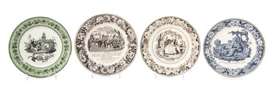 Appraisal: Sale Lot Four French Transfer Decorated Plates each depicting figural