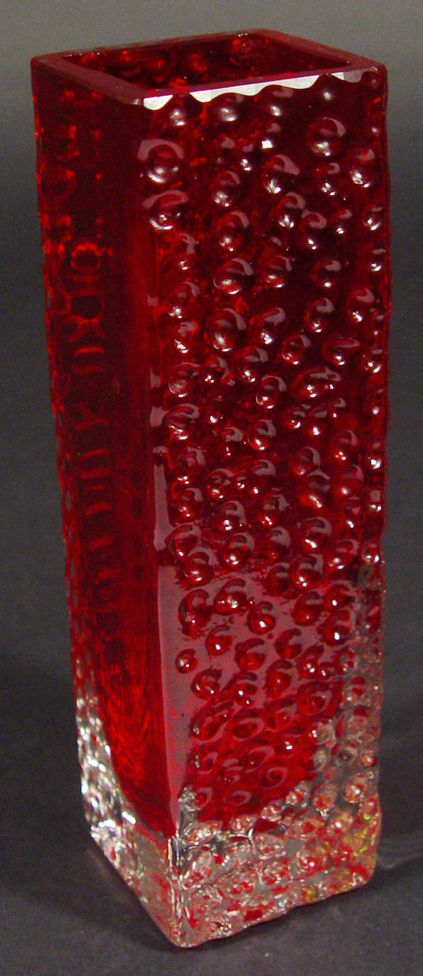 Appraisal: Large Whitefriars ruby nailhead glass vase cm high