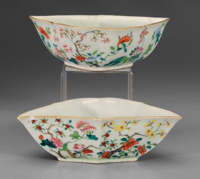 Appraisal: Two Chinese famille rose bowls shaped walls with barbed rims