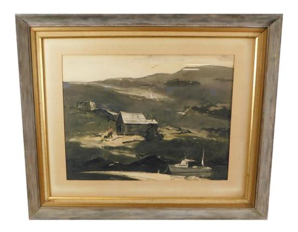 Appraisal: Harry Russell Ballinger American - th C watercolor depicts boat