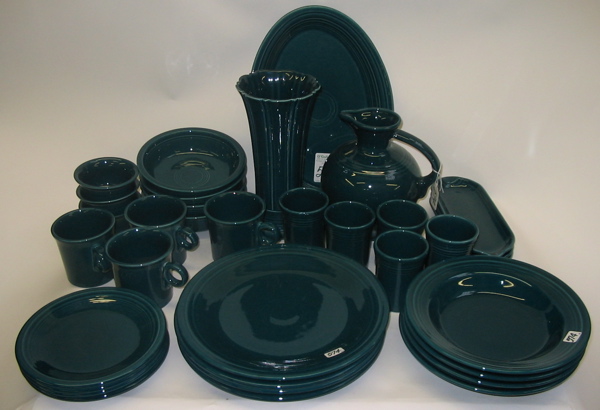 Appraisal: A PIECE HOMER LAUGHLIN FIESTA POTTERY DINNER SET in teal