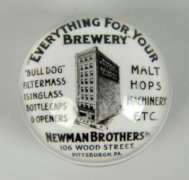 Appraisal: Newman Bros Brewery Supplies Glass Paperweight Early with just very