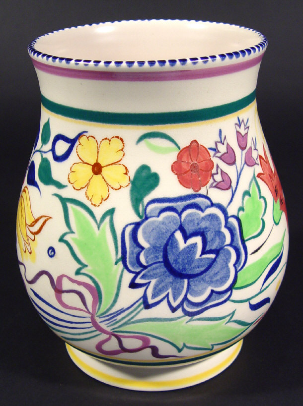 Appraisal: Poole Pottery vase hand painted with traditional flowers printed factory