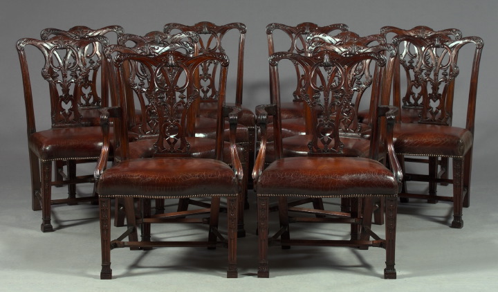 Appraisal: Suite of Twelve English Mahogany Dining Chairs consisting of two