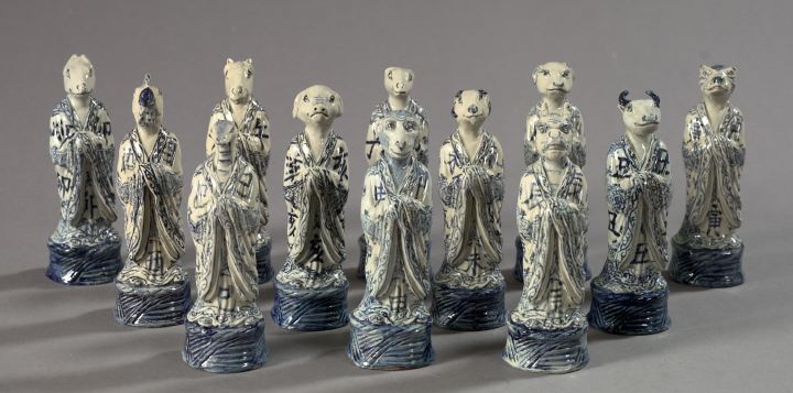 Appraisal: Amusing Set of Twelve Kuang Hsu Blue and White Porcelain